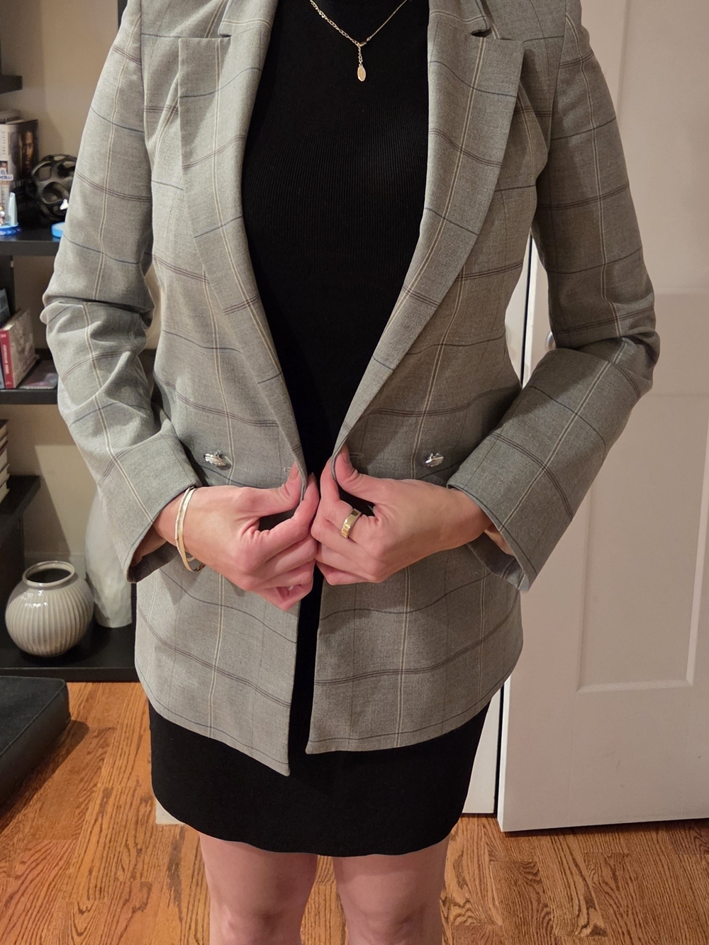 Boss Gray Windowpane Plaid Blazer